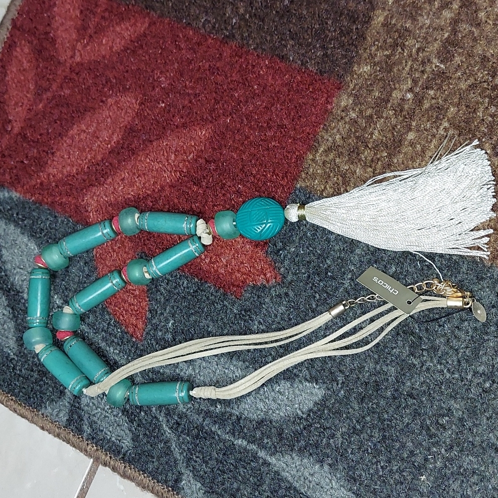 NWT Chicos turquoise beaded necklace